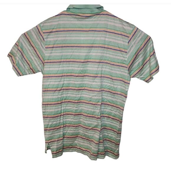 Peter Millar Cotton Short Sleeve Polo “Windsor” Logo Men’s Medium Green Stripe - Picture 2 of 5